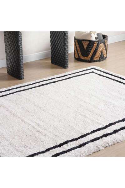 PAN HOME Kingslane Modern Tufted Velvet Touch Rug 160x230cm - Ivory Black