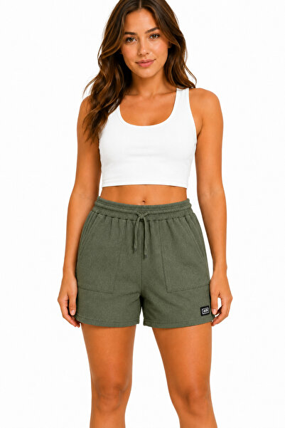 just wear zt Women's Wrinkled Textured Shorts, Elastic Waist Lace-Up Comforta...