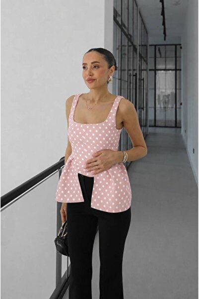 candybia Women's Zra Model Polka Dot Strap Blouse
