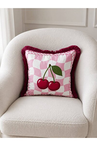 adenkahome Seria CHERRY Dopa, Husă de pernă din piele întoarsă cu franjuri 43...