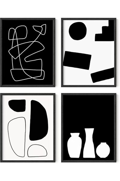 ESSESORIES Black White Abstract Geometric Modern Abstract Geom Aesthetic Post...