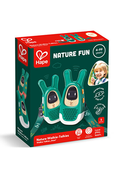 Hape Jucarie din bambus -Set Walkie-Talkies varsta 3 ani+,6 ani+,8 ani+