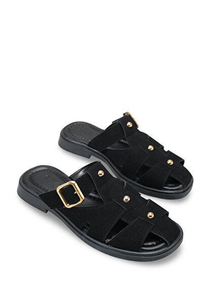 Ymn ayakkabı Layer Women's Black Suede Buckle-Strap Comfortable Closed-Front ...