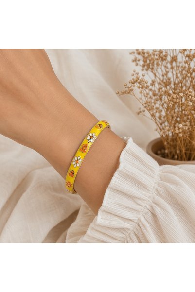 GUVDİN Mineli Flower Patterned Bracelet