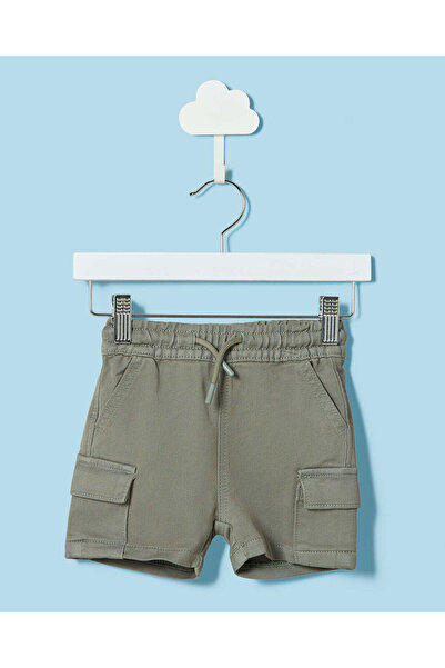 REDTAG Infant Boys Green Cargo Knitted Denim Shorts