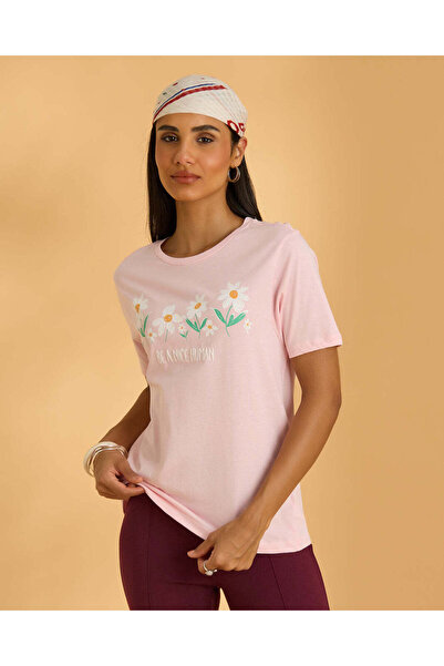 REDTAG Women Pink Printed T-Shirt