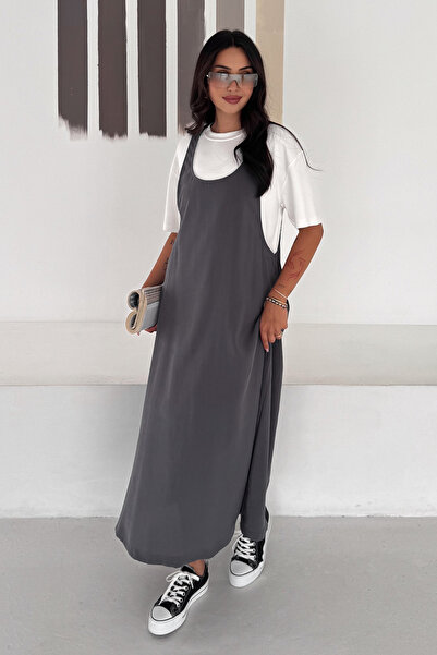 Noa&Noa Women's Strappy Gilet Dress and Oversize Basic T-Shirt Two-Piece Comb...