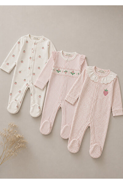 My Babies Label طقم بدلة أطفال بناتي مكون من 3 قطع بتفاصيل مطرزة ونقشة الفراو...