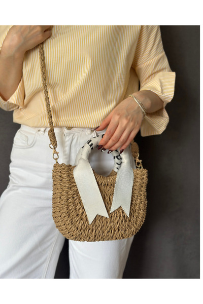 Nues Women's C Straw Hand and Shoulder Bag / Beach Bag (Small)