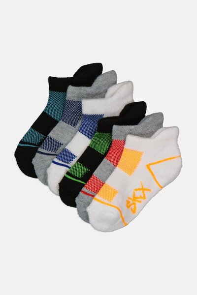 SKECHERS Toddlers Boy 6 Pairs Brand Logo Low Cut Socks, Multicolor