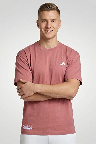 adidas Men Loose Fit Short Sleeve Outdoor T-Shirt, Old Rose