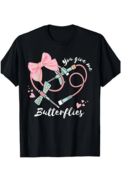 LİNA06 220g 100% Cotton You Give Me Butterflies Phlebotomist Valentine Day Co...