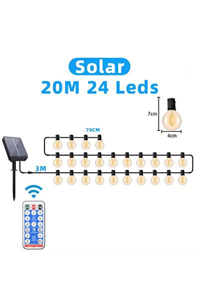 Choice أضواء خارجية تعمل بالطاقة الشمسية بطول 20 متر مع 24 مصباح LED كروي G40...