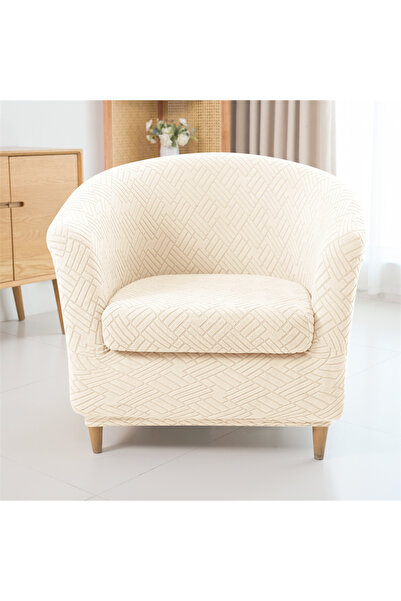 Choice1 A1 Beige 2pcs/set Jacquard Club Tub Chair Cover with Cushion Cover El...
