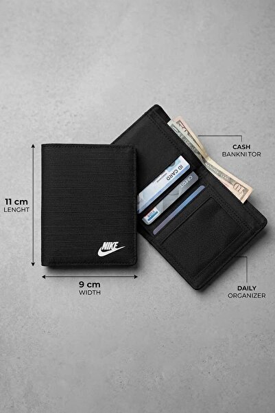 Nike Unisex Black Sports Wallet with Card Holder Compact Design 11X9 cm