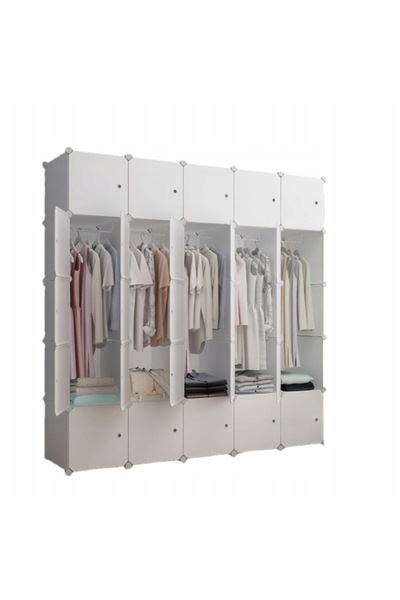 Rebiko Dulap modular mare, alb, spațios, de dimensiuni XXL, pentru haine, cu ...