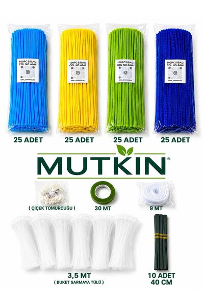Mutkin Yapay Çiçek Yapım Kiti Şönil Çiçek Seti | Şönilden Çiçek Yapma Malzeme...