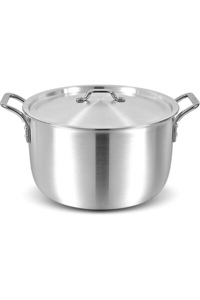 Blackstone Aluminium Pot With Lid 37cm - 16.5L Silver Large Cooking Pot with ...