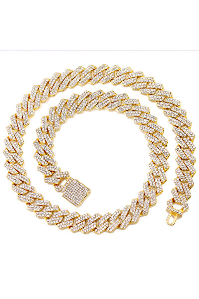 Choice4 20 inch Gold Necklace HipHop Men Women 14MM Prong Cuban Link Chain Ne...