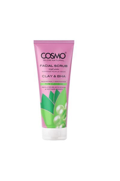 Cosmo Glow Natural Clay & BHA Facial Foam Cleanser Scrub – Deep-Cleansing, Po...