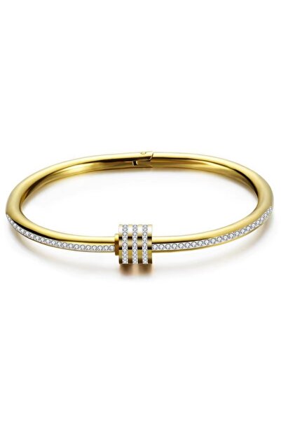 Choice1 B50-Gold 1Pc Rotatable Lucky Cuff Bangle, Full Rhinestone Open Bracel...