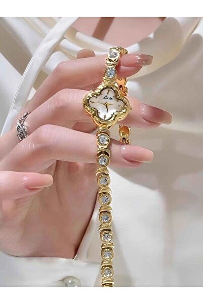 Choice Gold 1 new elegant ladies' watch four-leaf clover case surface with br...