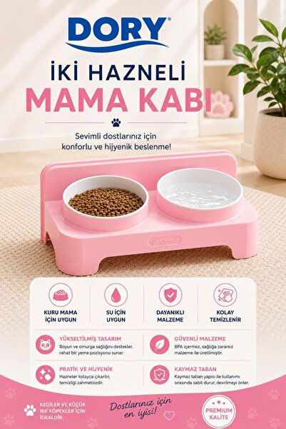 Dory İki Hazneli Mama Kabı Pembe