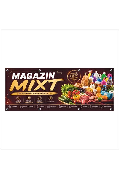 media Banner MEDIA, "Magazin mixt" model4, 300 x 120 cm, de exterior