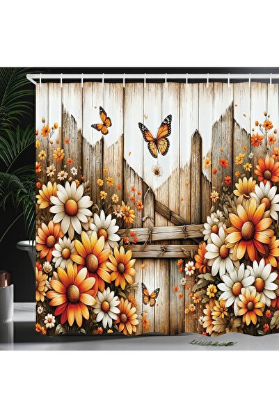 OEM Perdea de duș cu imprimeu digital floral rustic cu mușețel, rezistentă la...