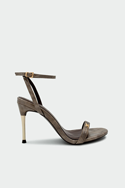 LAMİNTA Pegon Single Strap Gold Accessory Women's Mink Heeled Shoes