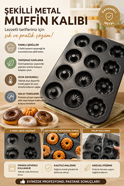 Northern Star ŞEKİLLİ METAL 12 Lİ MUFFİN KEK KALIBI