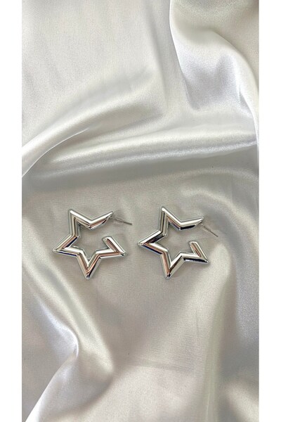 Eylülün Takısı Women's Silver Color Star Earrings