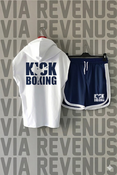 Vordevia Kick Boxing Front and Back Printed Zero Sleeve Hooded Sports Tshirt ...