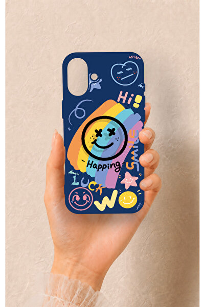 Vip Case iPhone 16 Plus Uyumlu Happing Smile Desenli Silikon Kılıf