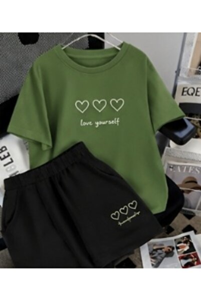 ZEMLİYA Sara Unisex Oversize Shorts Set Short Sleeve T-Shirt Comfortable Fit ...