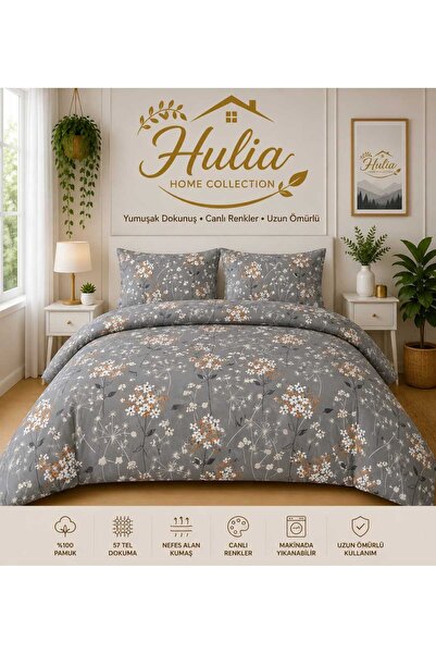 hulia home Ranforce Elastic Sheet Duvet Cover Set Double Size Cotton Soft Tex...