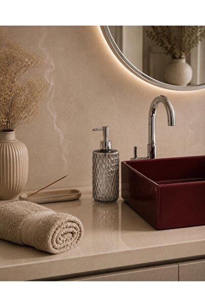 R-EYLA R'Eyla Bathroom Vela Glass Liquid Soap Dispenser 350 ml Decorative Bat...