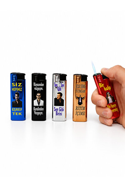 ONRSTORE Komik Söz Baskılı Metal Çakmak Seti 5'li Renkli Tasarım Koleksiyonu