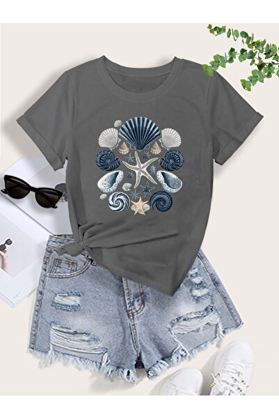 Deocept Women's Mix Printed Crew Neck Regular Fit T-Shirt