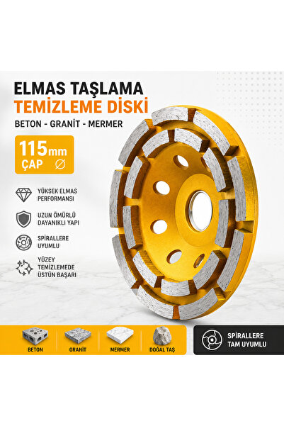 K-Pax KX000090 Elmaslı Beton Granit Mermer Taşlama Yüzey Silme Temizleme Disk...