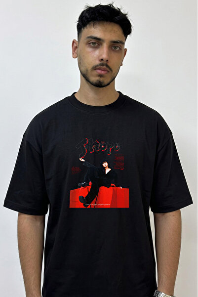Anetos J Hope_1 Design Printed Oversize Black T-Shirt