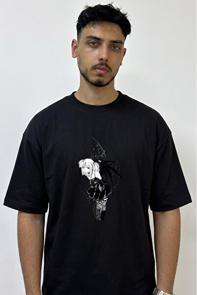 Anetos Misa Amane_1 Design Printed Oversize Black T-Shirt