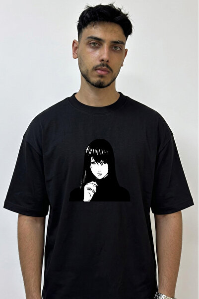 Anetos Misa Amane Design Printed Oversize Black T-Shirt