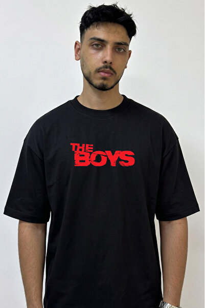 Anetos The Boys_1 Design Printed Oversize Black T-Shirt