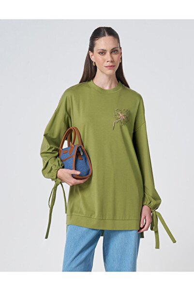 KYR Lace-Up Combed Cotton Sweatshirt with Processing Detail Matcha Green