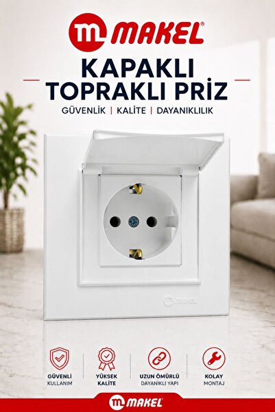MAKEL KAREA TOPRAKLI PRİZ - ÇERÇEVE DAHİL