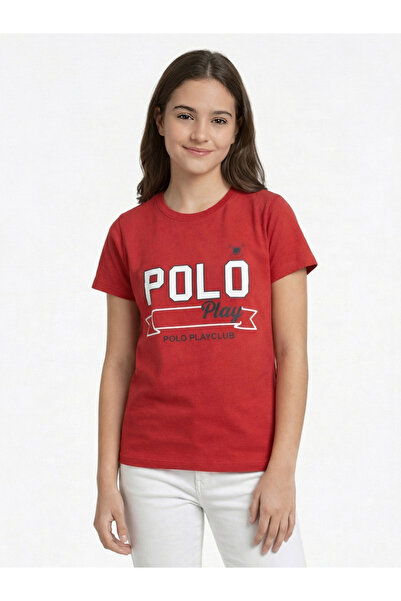 Polo Play By Styli تي شيرت للفتيات المراهقات برقبة دائرية وشعار جرافيك