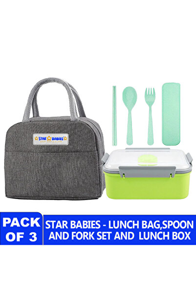 STAR BABiES pack of 3 combo - Insulated lunch bag and lunch box with organic ...
