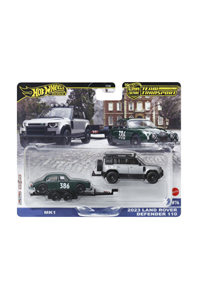Mattel Toys Camion de colecție Hot Wheels cu vehiculul Land Rover Defender 11...