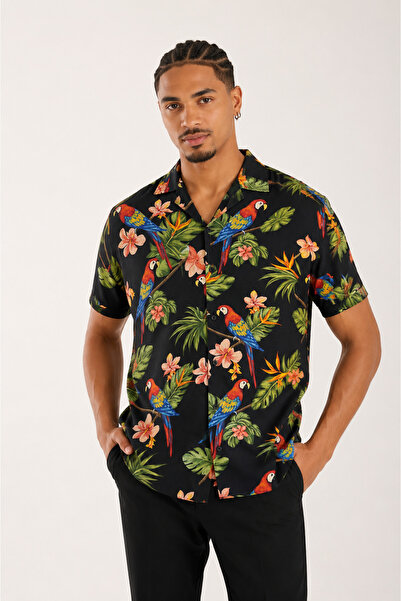 İLKCET MODA Digital Patterned Men's Oversize Shirt